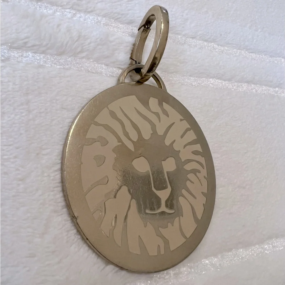 Vintage Anne Klein Medallion Lion Head Bag Key Charm / Oversized Pendant